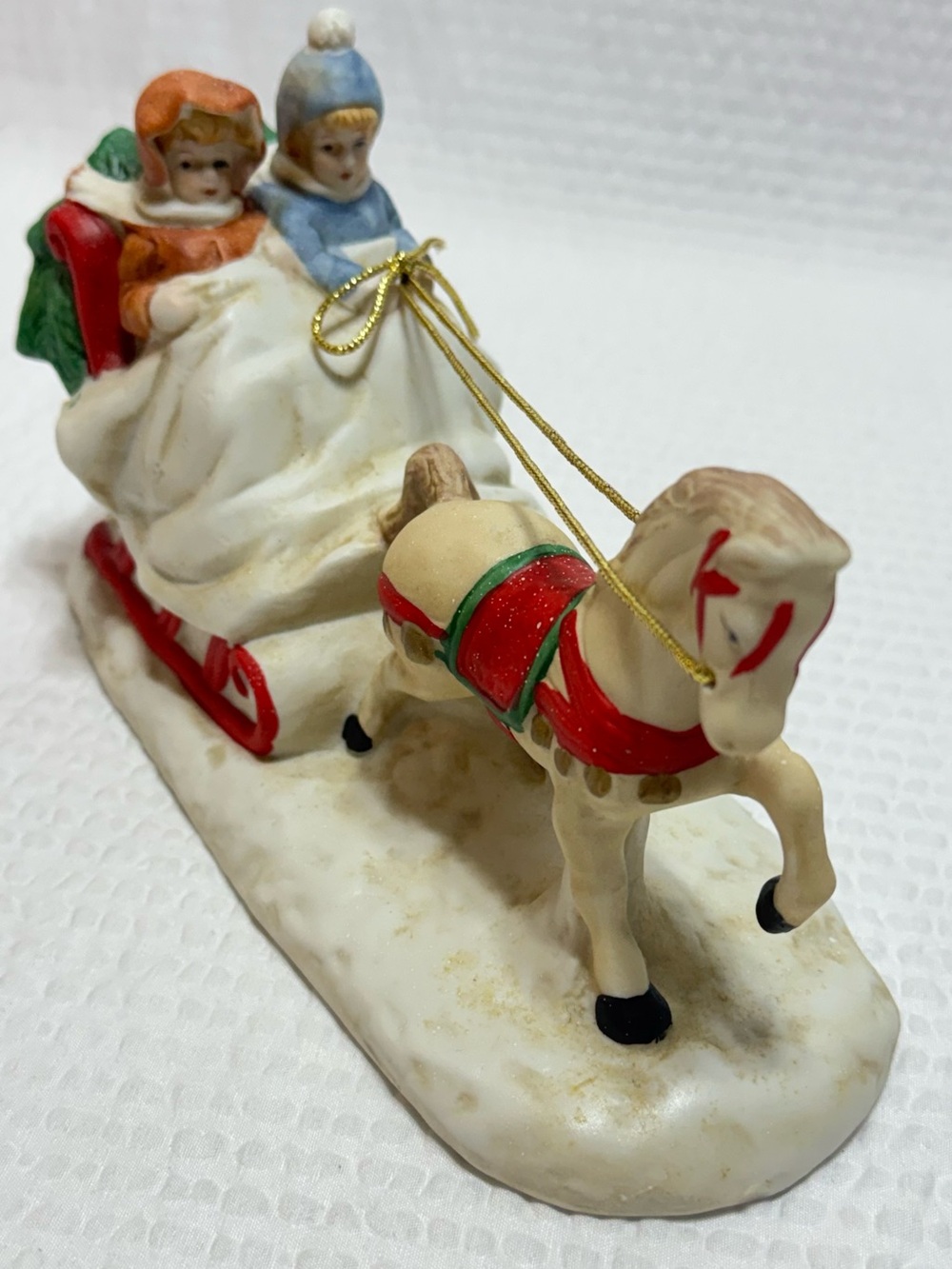 VINTAGEMusical  Christmas Horse Drawn Sled Plays Jingle Bells- Kurt Adler- Works